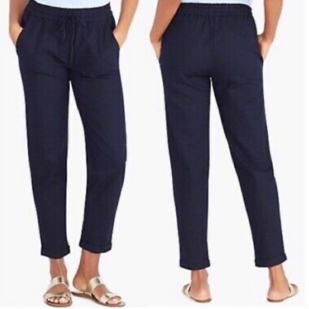 J. Crew dark navy drawstring waist ankle crop pant